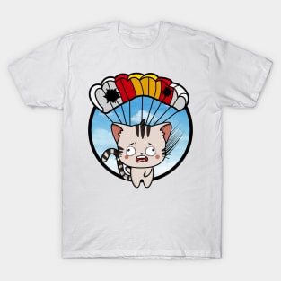 Silly tabby cat has a broken parachute T-Shirt
